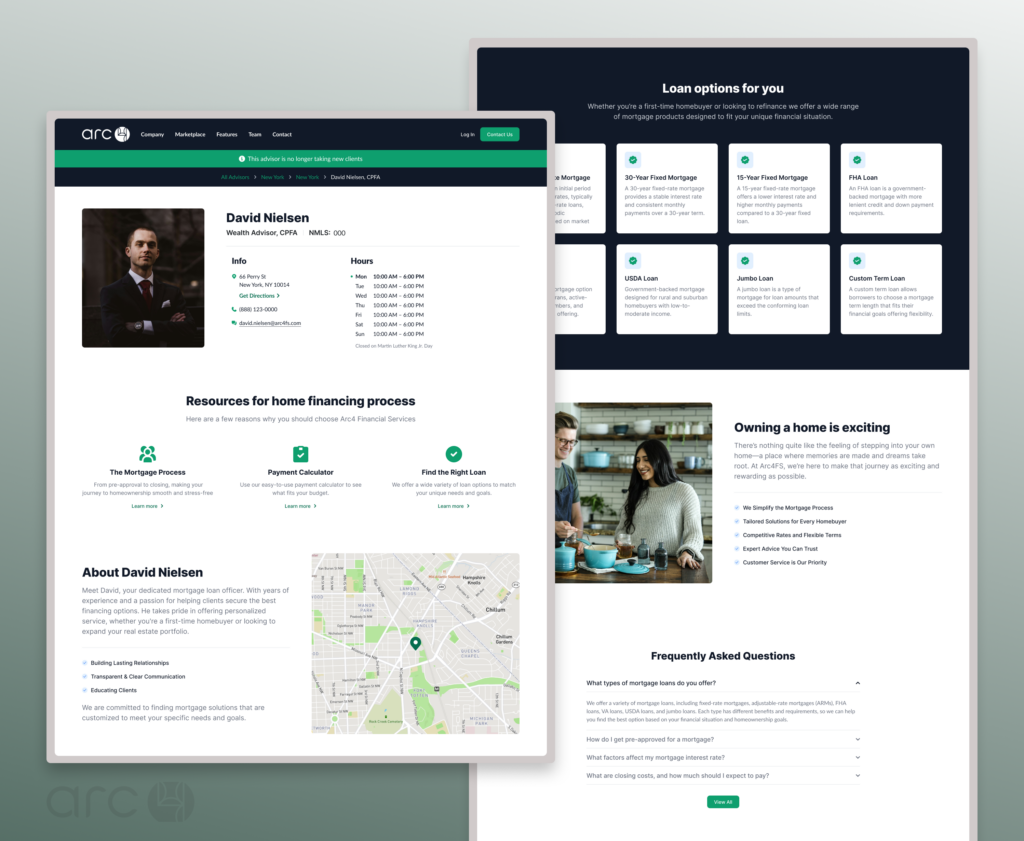 Advisor pages help potential clients interact with advisors before coming into a branch.