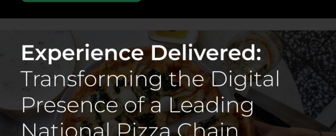 Arc4 case study highlighting the transformation of the digital presence for a leading national pizza chain, with an image of a gourmet pizza on a table.