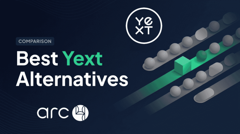 Best Yext alternatives infographic showing comparison of Yext and other local SEO and listings platforms.