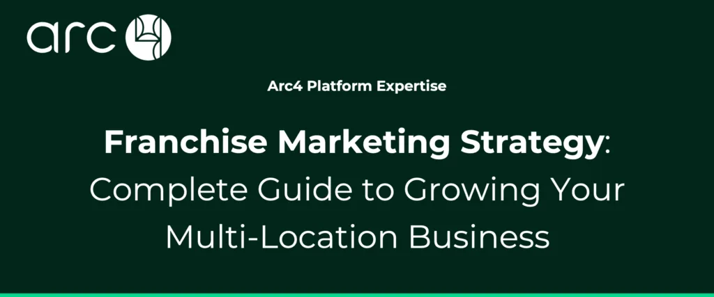 Illustration showing franchise marketing strategy connecting multiple local businesses through a central brand hub